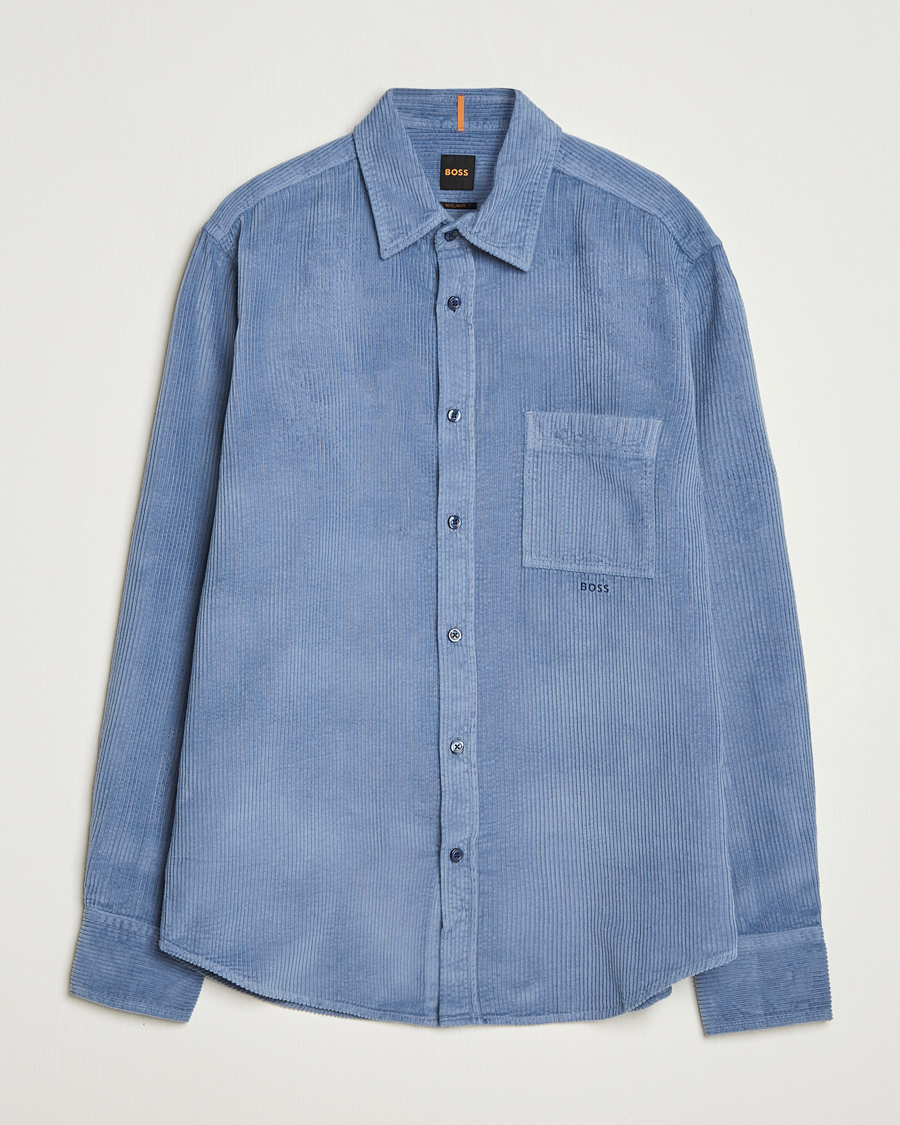 Heren | Overhemden | BOSS ORANGE | Relegant Corduroy Shirt Open Blue