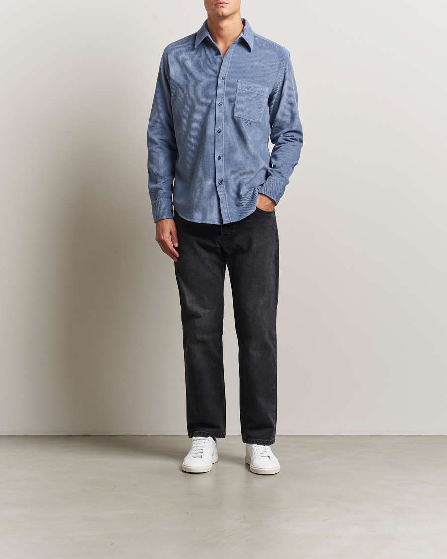 Heren | Overhemden | BOSS ORANGE | Relegant Corduroy Shirt Open Blue