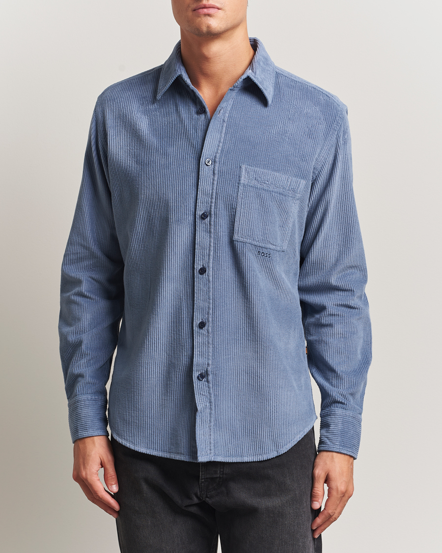 Heren | Overhemden | BOSS ORANGE | Relegant Corduroy Shirt Open Blue