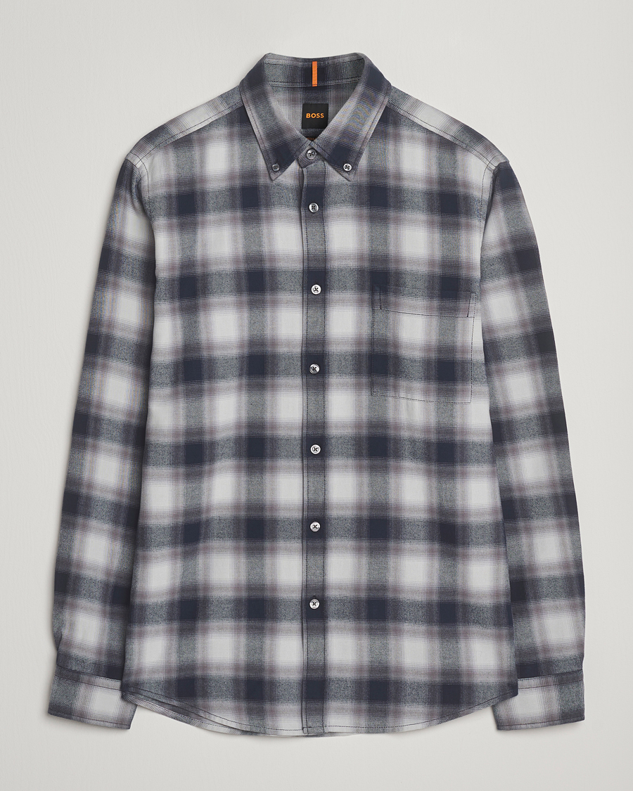 Heren | Overhemden | BOSS ORANGE | Rickert Brushed Cotton Checked Shirt Open Grey