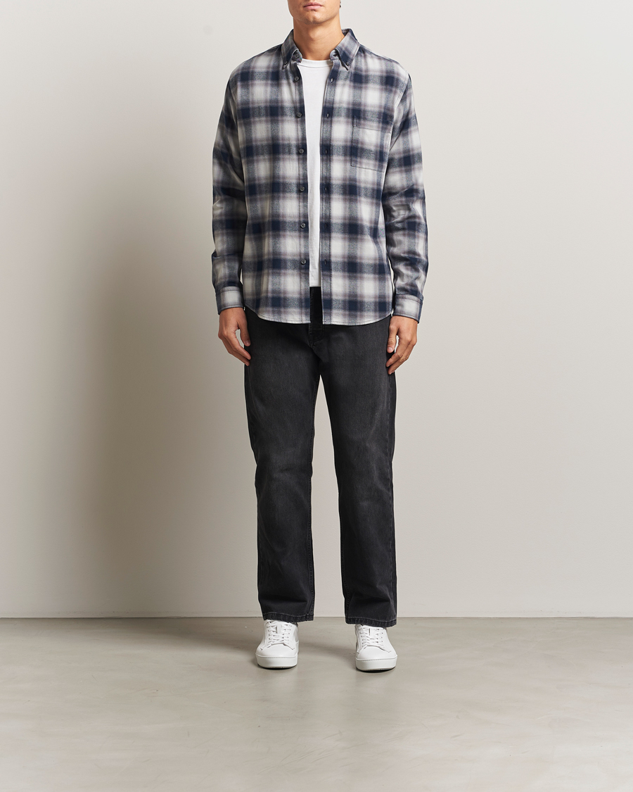 Heren | Overhemden | BOSS ORANGE | Rickert Brushed Cotton Checked Shirt Open Grey
