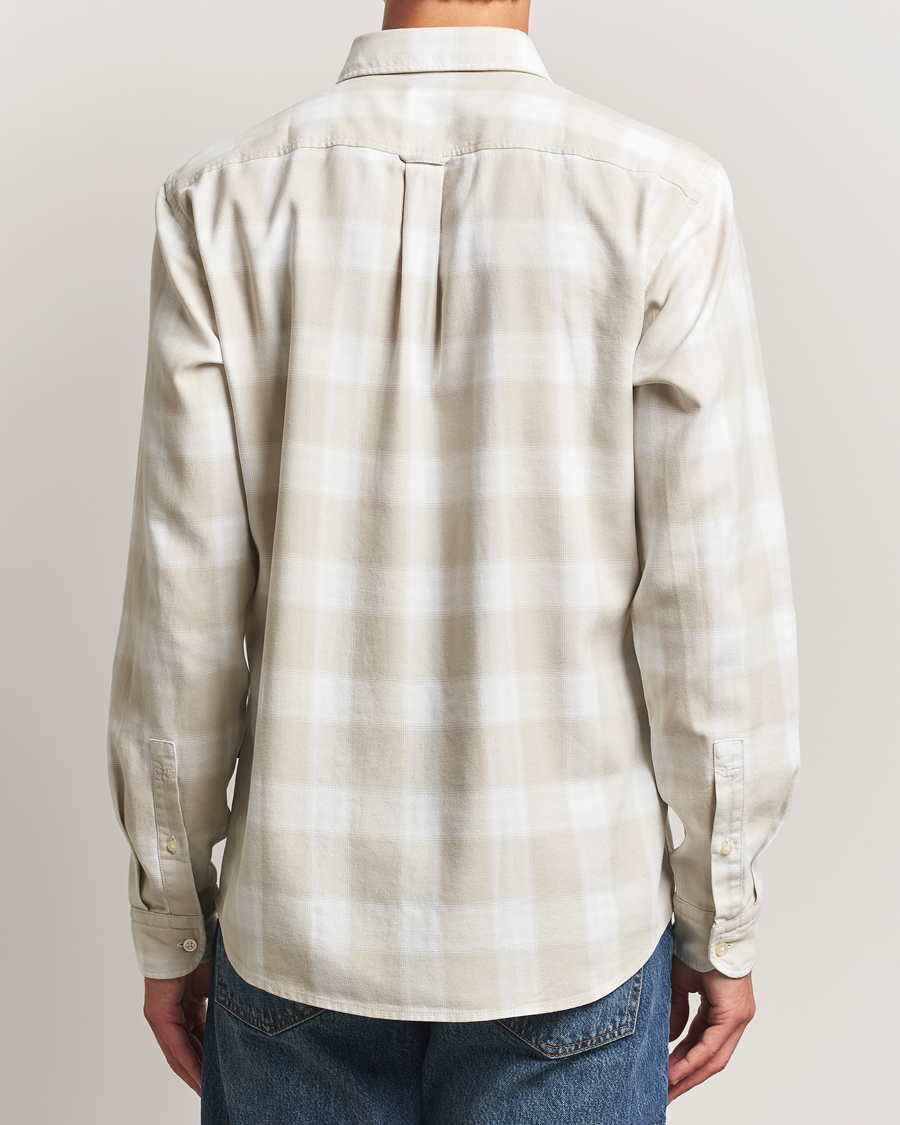 Heren | Overhemden | BOSS ORANGE | Rickert Brushed Cotton Checked Shirt Light Beige
