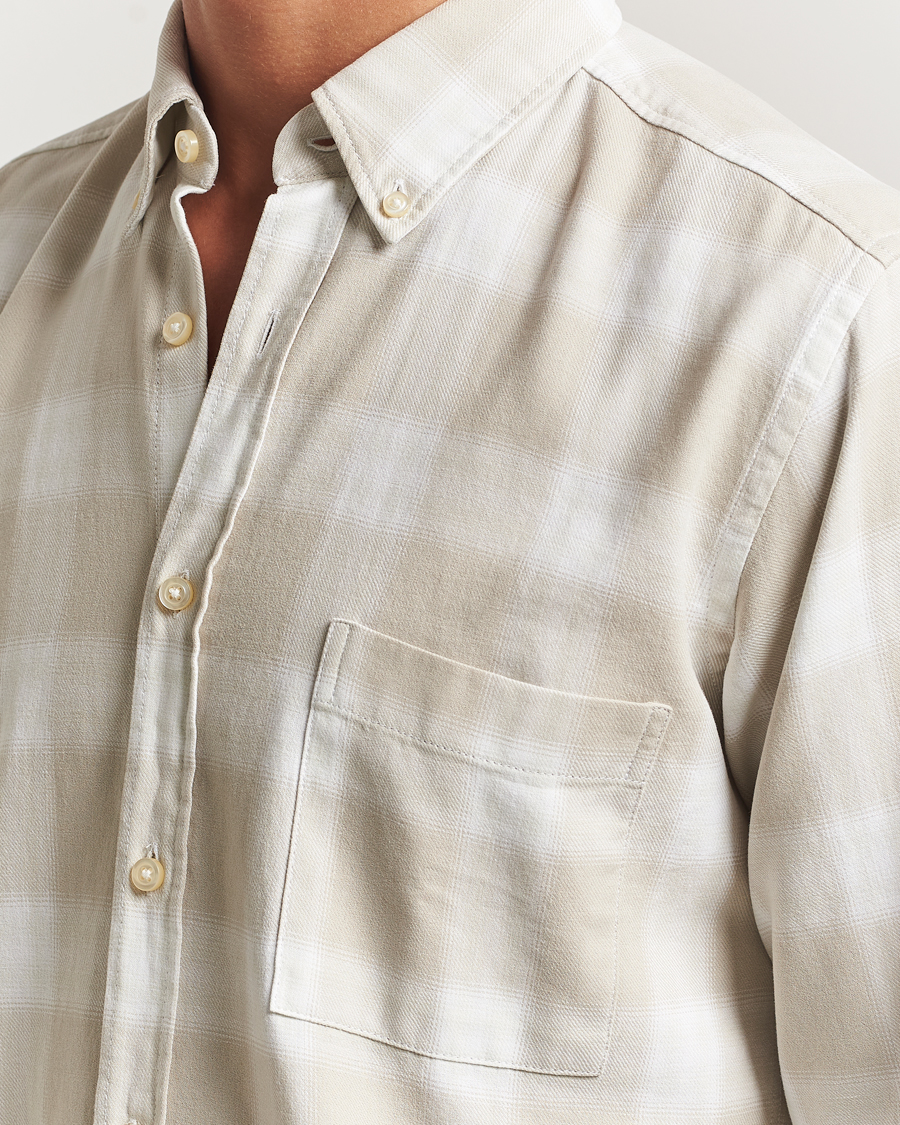Heren | Overhemden | BOSS ORANGE | Rickert Brushed Cotton Checked Shirt Light Beige