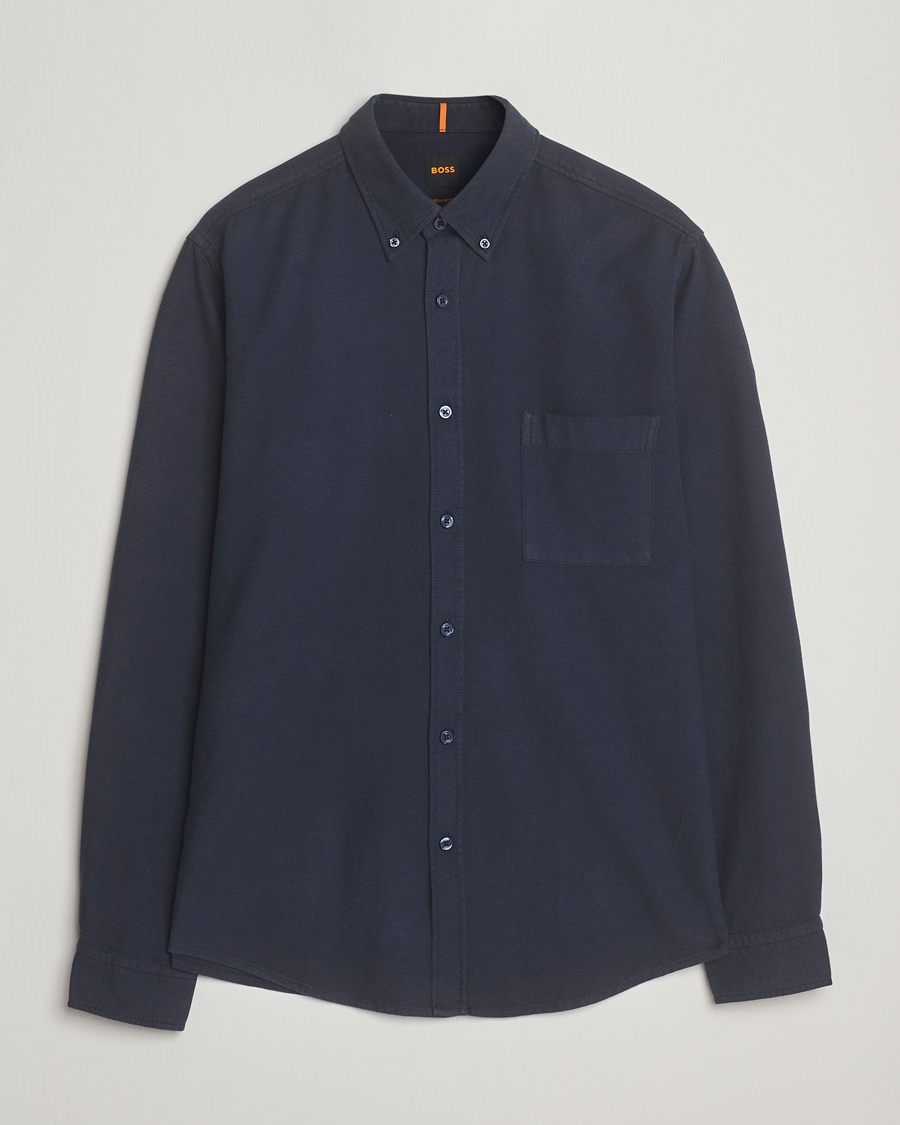 Heren | Overhemden | BOSS ORANGE | Rickert Brushed Cotton Shirt Dark Blue