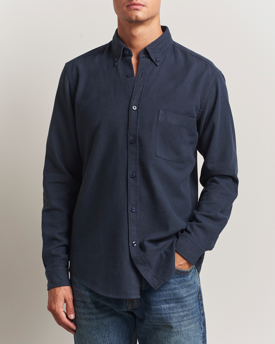 Heren | Overhemden | BOSS ORANGE | Rickert Brushed Cotton Shirt Dark Blue
