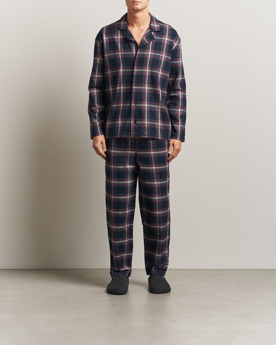 Heren | Pyjama's en gewaden | BOSS BLACK | Flannel Long Sleeve Pyjama Set Open Blue
