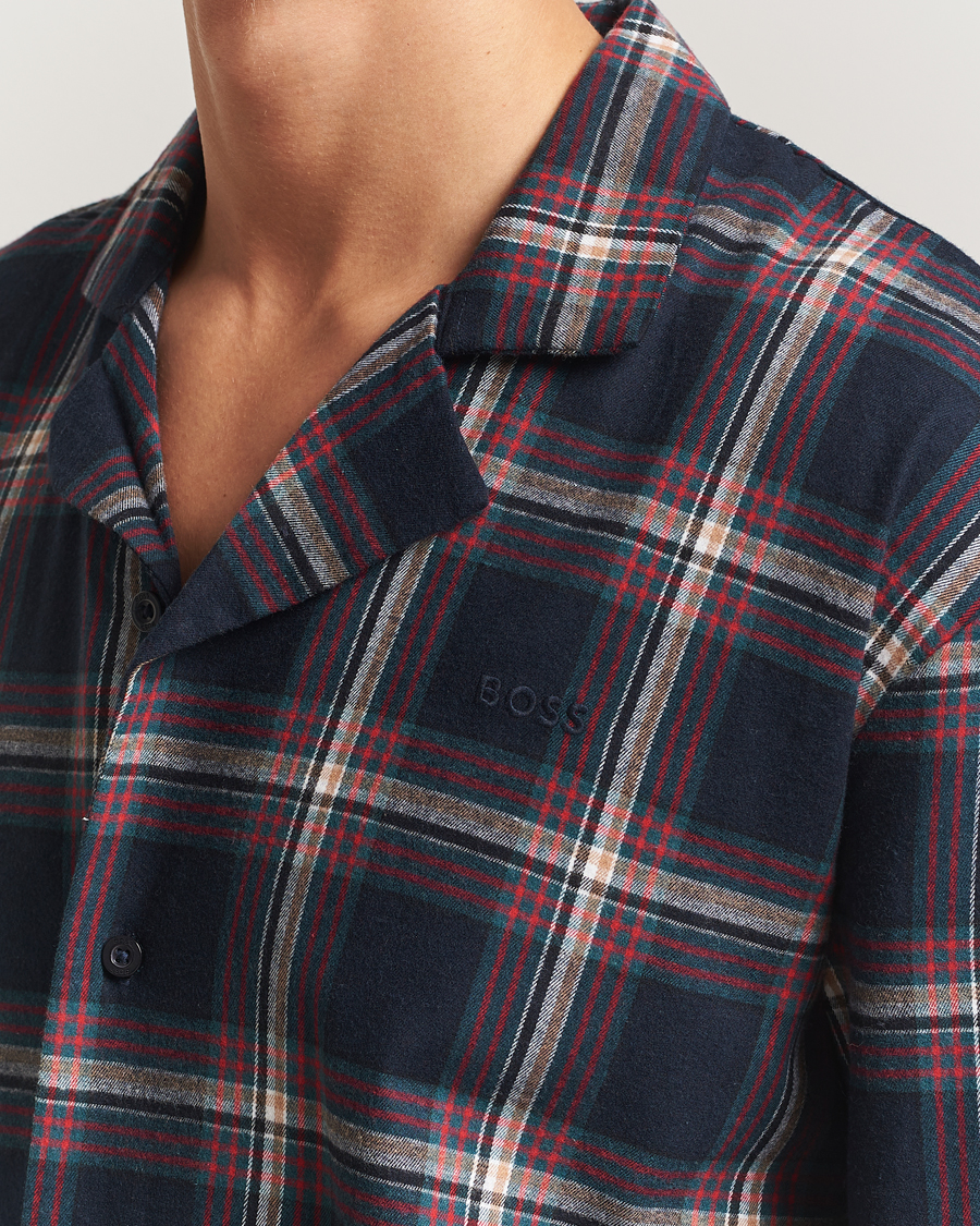Heren | Pyjama's en gewaden | BOSS BLACK | Flannel Long Sleeve Pyjama Set Open Blue