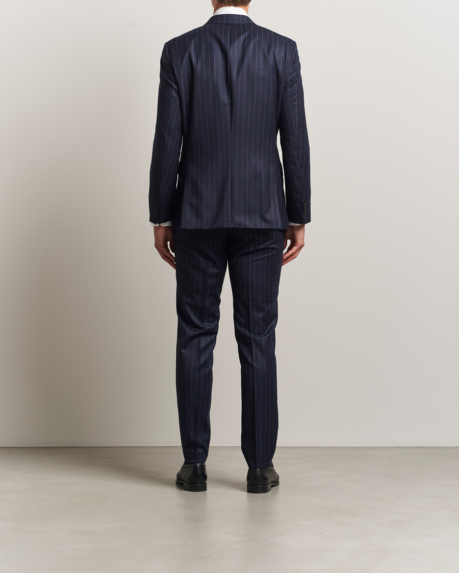 Heren | Pakken | BOSS BLACK | Huge Wool Double Breasted Pinstriped Suit Dark Blue