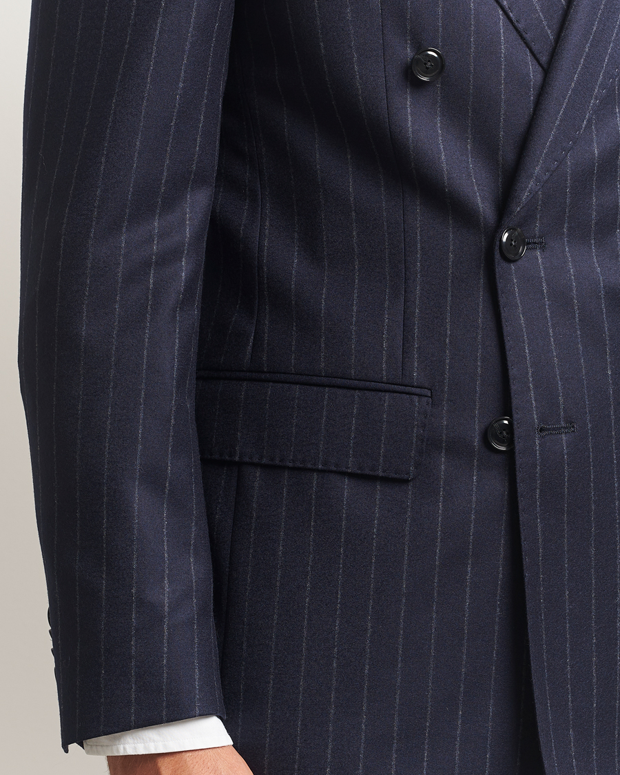 Heren | Pakken | BOSS BLACK | Huge Wool Double Breasted Pinstriped Suit Dark Blue