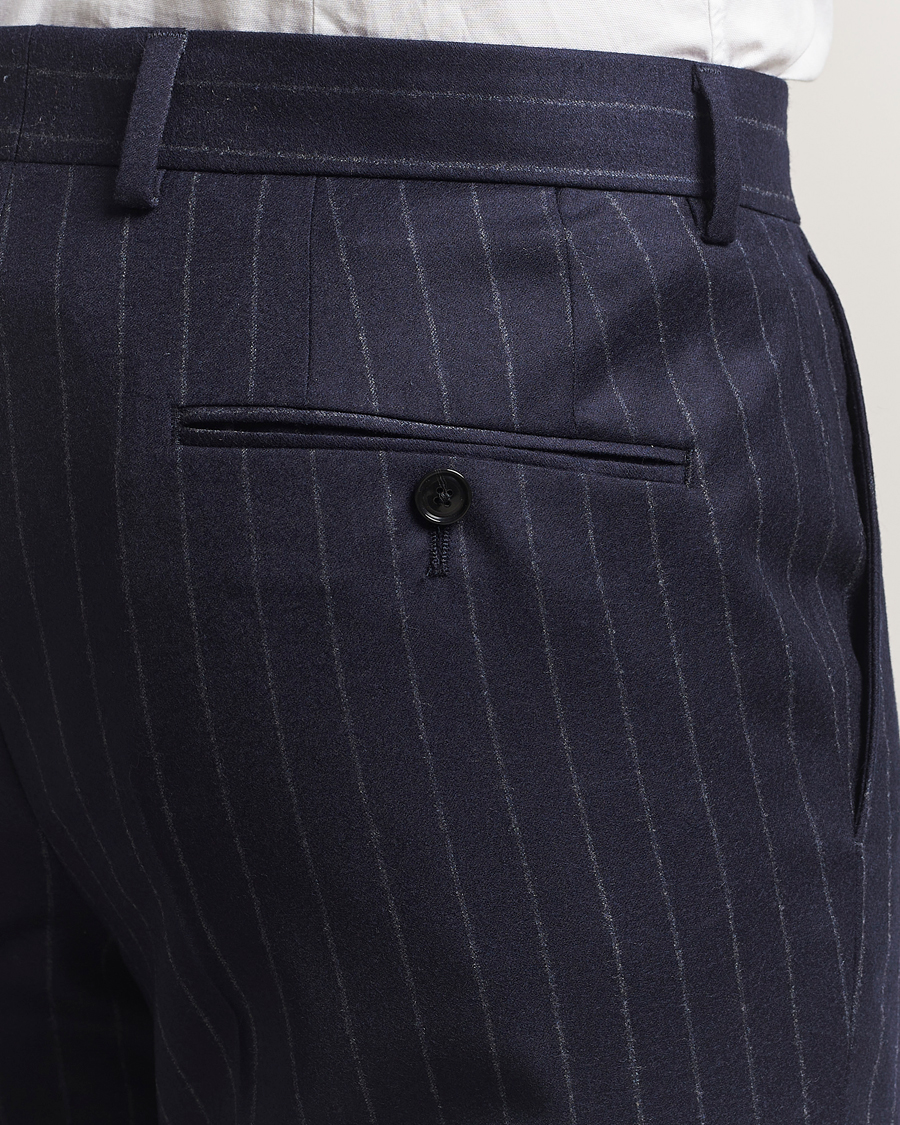 Heren | Pakken | BOSS BLACK | Huge Wool Double Breasted Pinstriped Suit Dark Blue