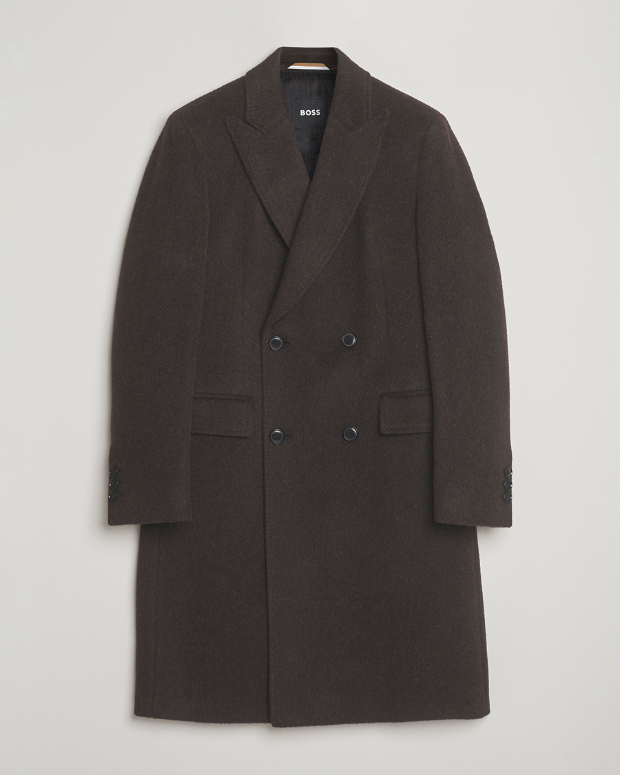 Heren | Jassen | BOSS BLACK | Hyde Wool/Alpaca Double Breasted Coat Dark Brown