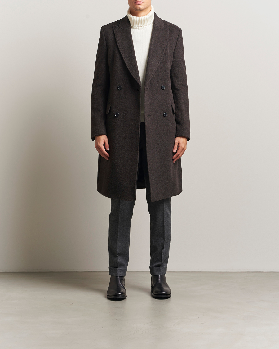 Heren | Jassen | BOSS BLACK | Hyde Wool/Alpaca Double Breasted Coat Dark Brown