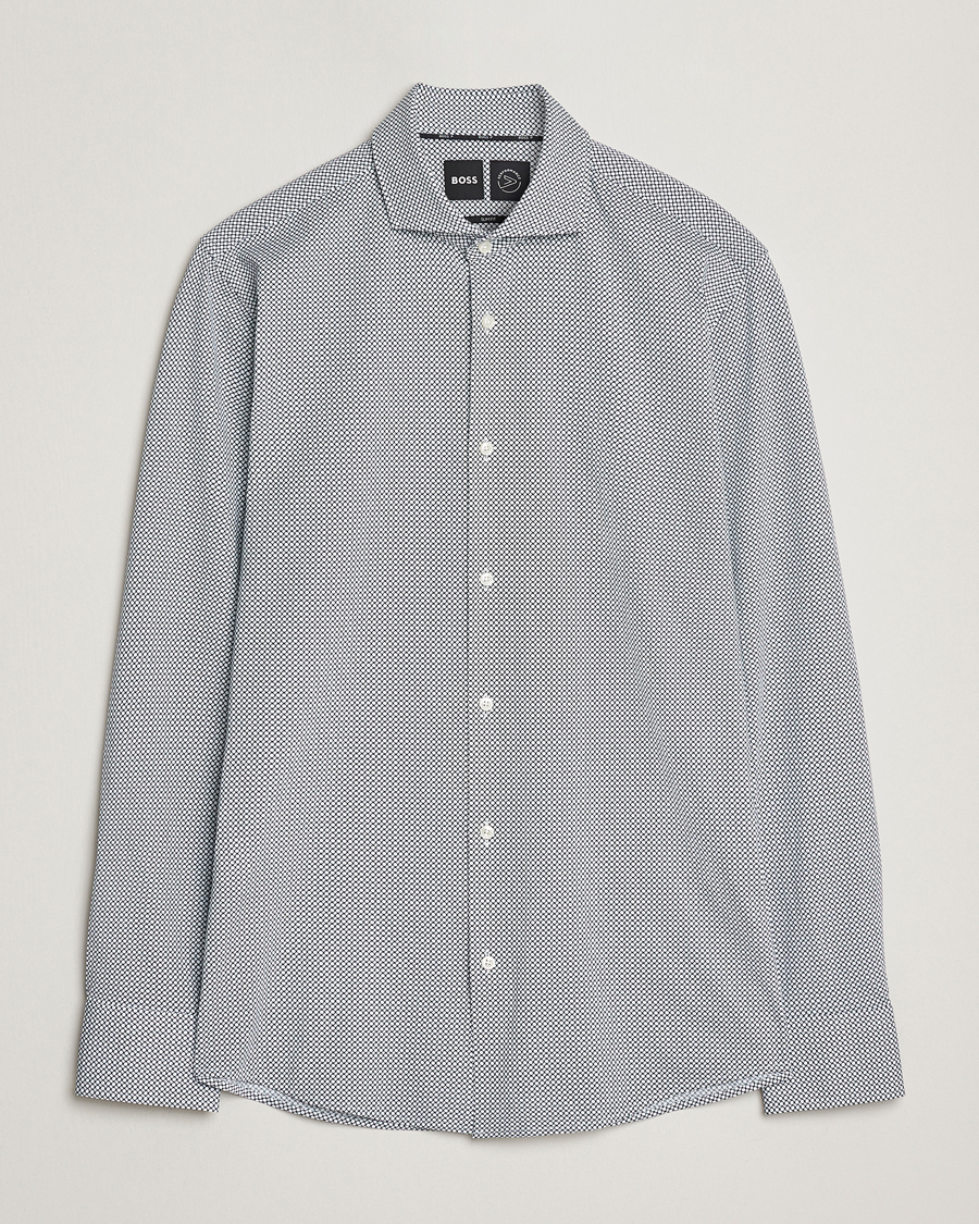 Heren | Overhemden | BOSS BLACK | Hank 4-Way Printed Stretch Shirt Dark Blue