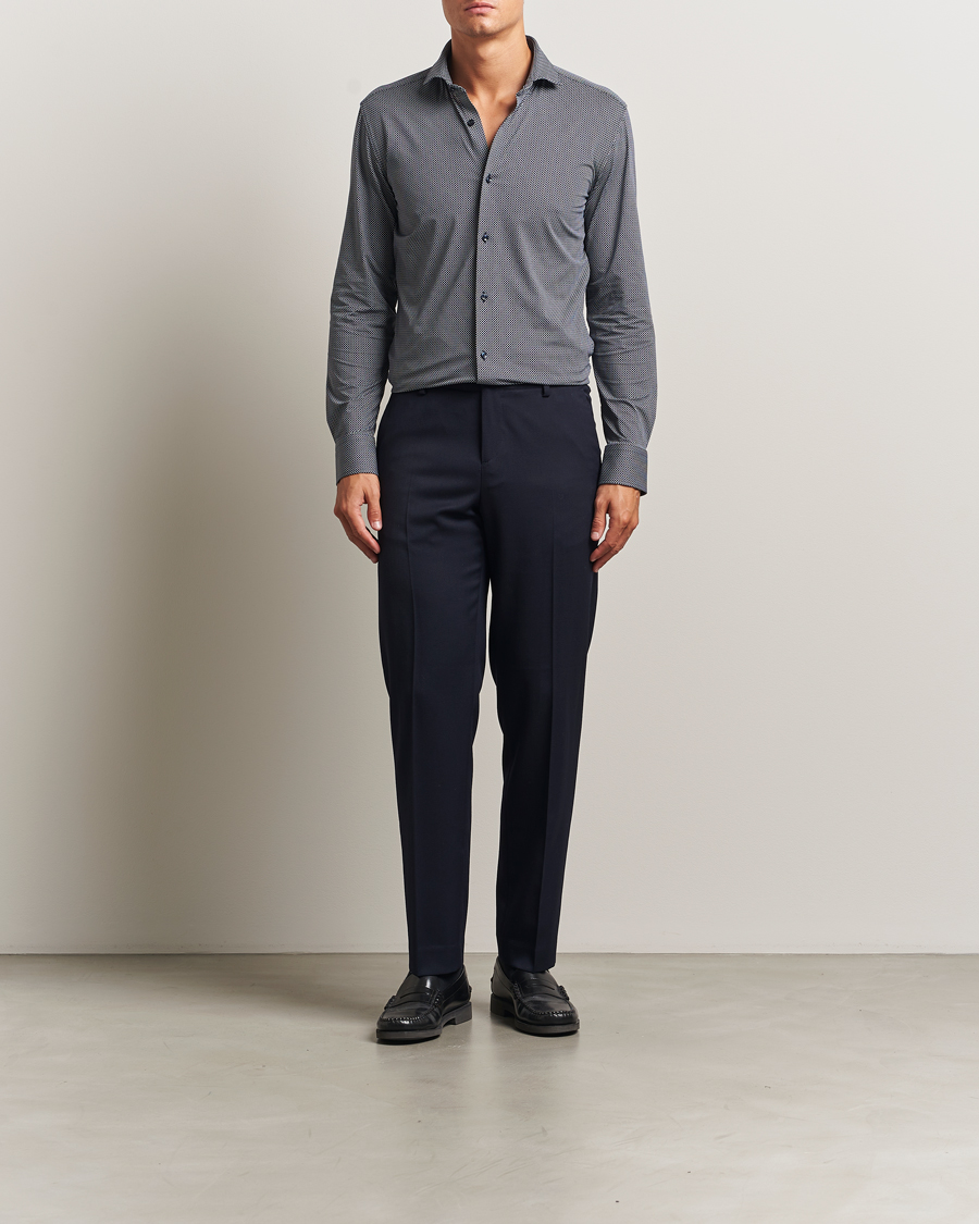 Heren | Overhemden | BOSS BLACK | Hank 4-Way Printed Stretch Shirt Dark Blue