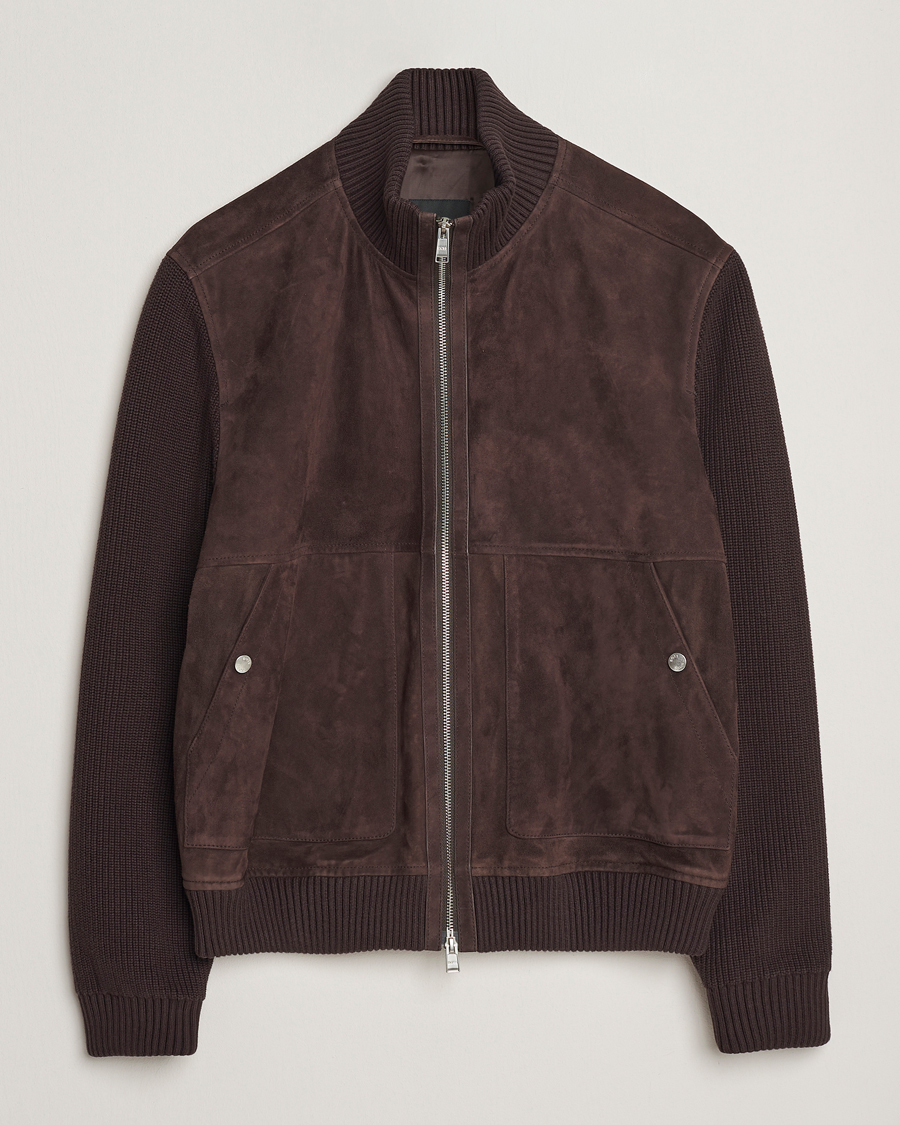 Heren | Jassen | BOSS BLACK | Maparo Leather Hybrid Jacket Dark Brown