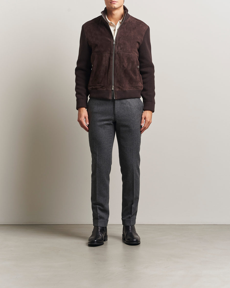 Heren | Jassen | BOSS BLACK | Maparo Leather Hybrid Jacket Dark Brown