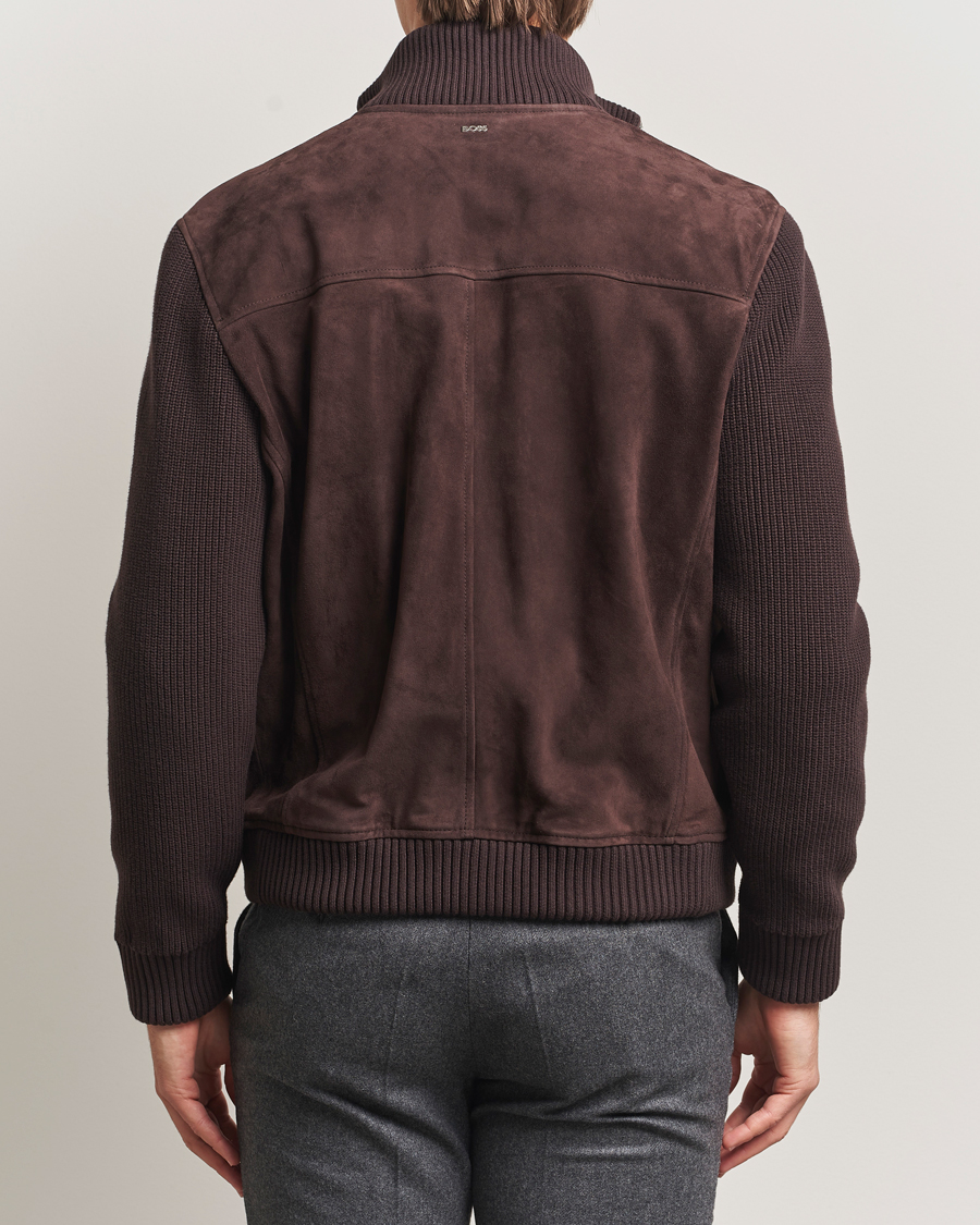 Heren | Jassen | BOSS BLACK | Maparo Leather Hybrid Jacket Dark Brown