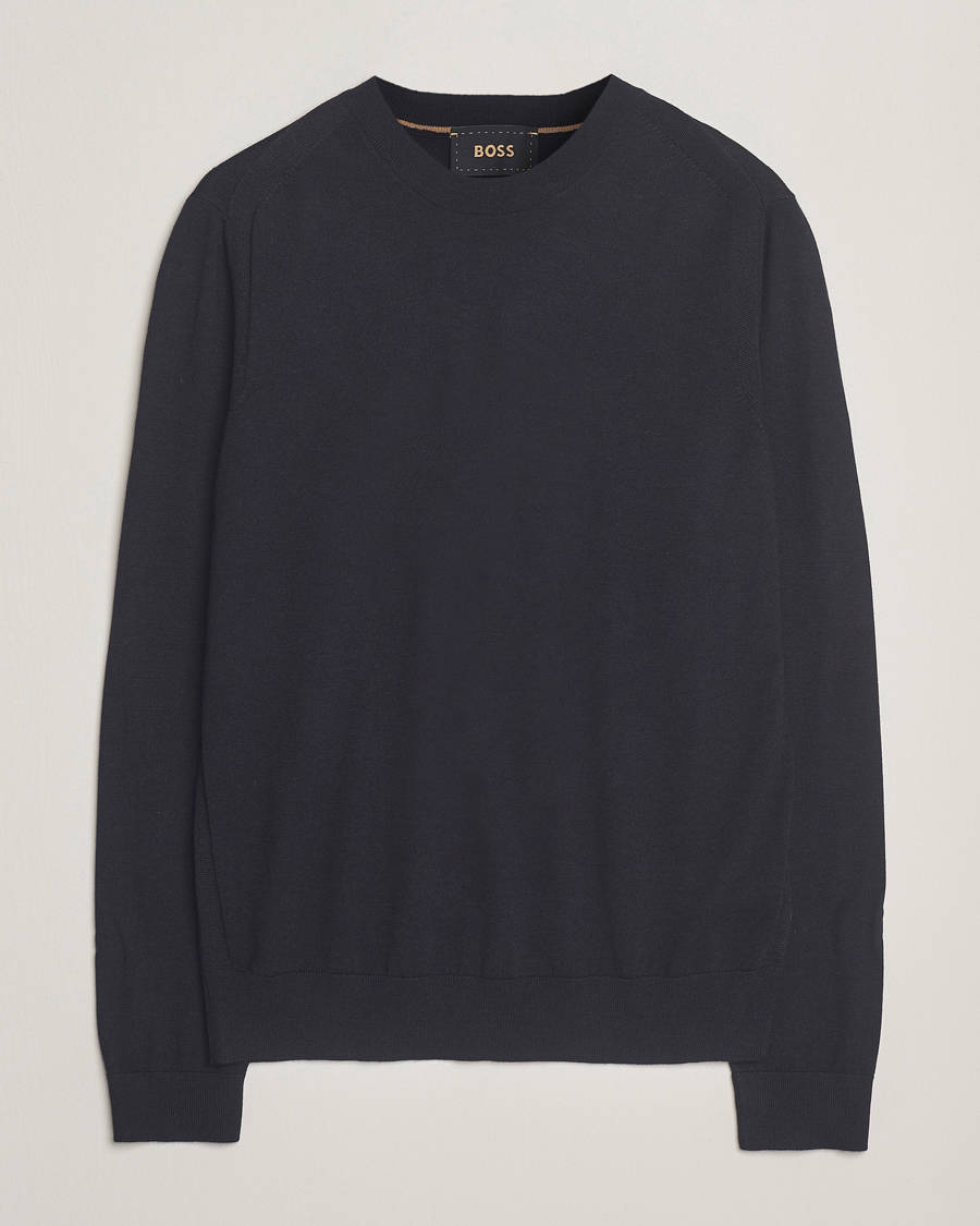 Heren | Truien | BOSS CAMEL | Overo Wool/Cashmere Knitted Sweater Dark Blue