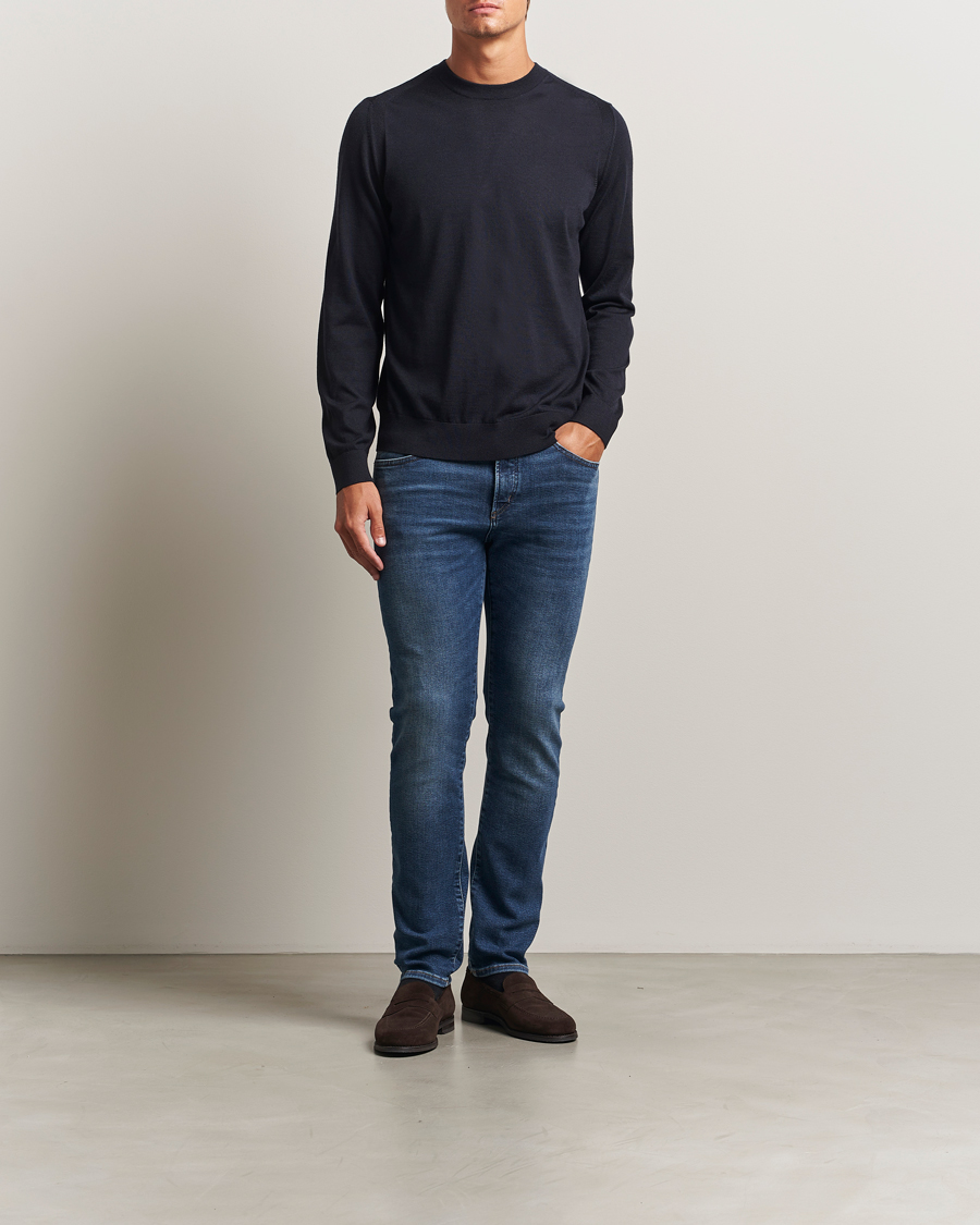 Heren | Truien | BOSS CAMEL | Overo Wool/Cashmere Knitted Sweater Dark Blue