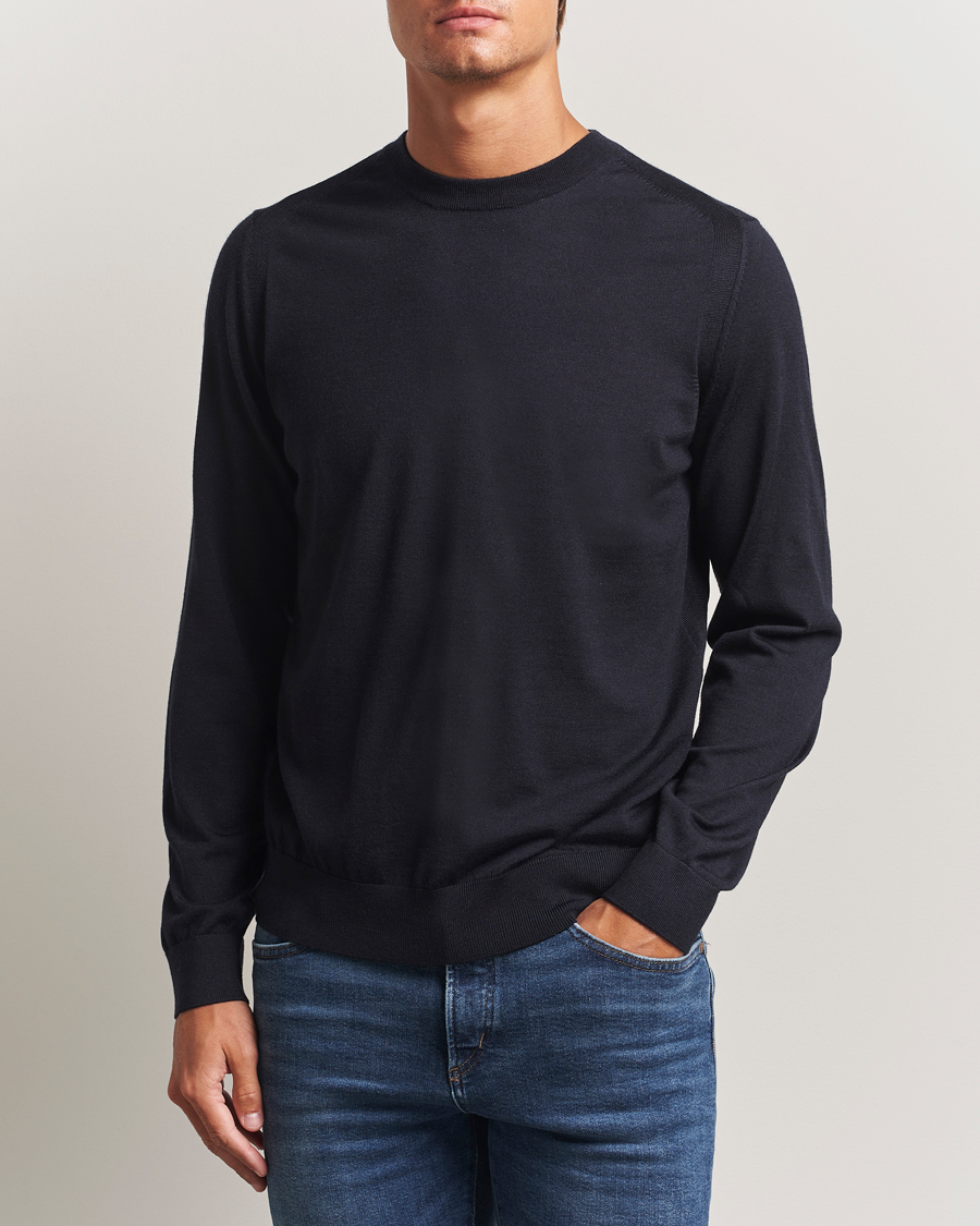 Heren | Truien | BOSS CAMEL | Overo Wool/Cashmere Knitted Sweater Dark Blue