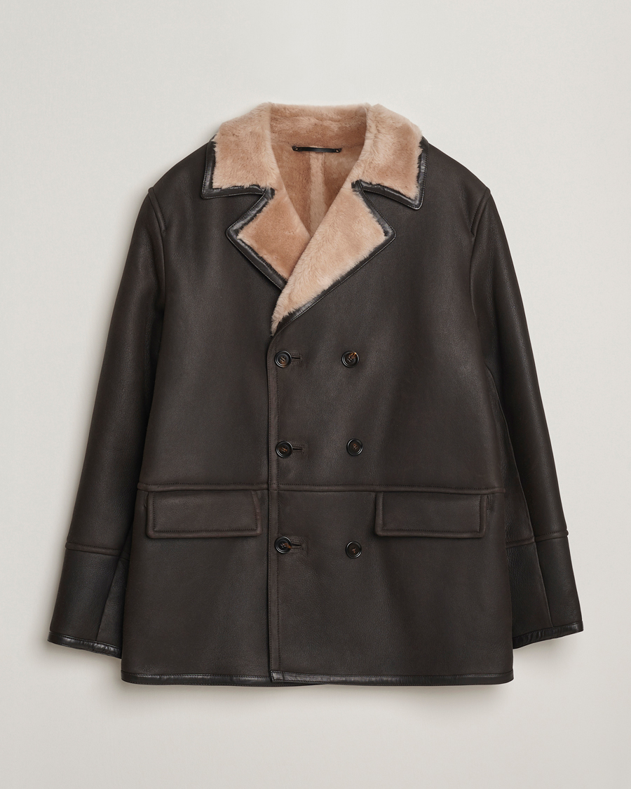 Heren | Jassen | BOSS CAMEL | Mabano Leather Peacoat Brown