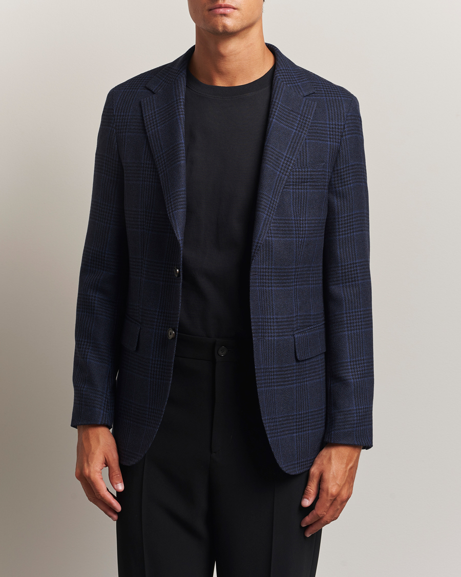 Heren | Blazers | BOSS CAMEL | Jeff Wool Checked Blazer Dark Blue