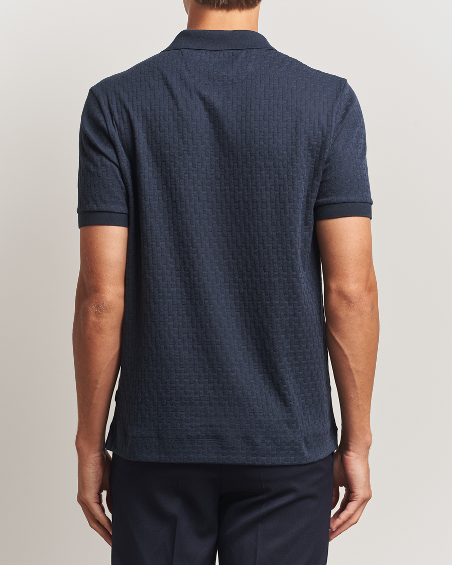 Heren | Polo's | BOSS CAMEL | Parson Structured Open Collar Polo Dark Blue