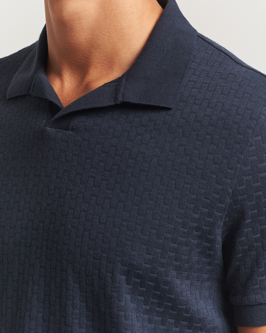 Heren | Polo's | BOSS CAMEL | Parson Structured Open Collar Polo Dark Blue