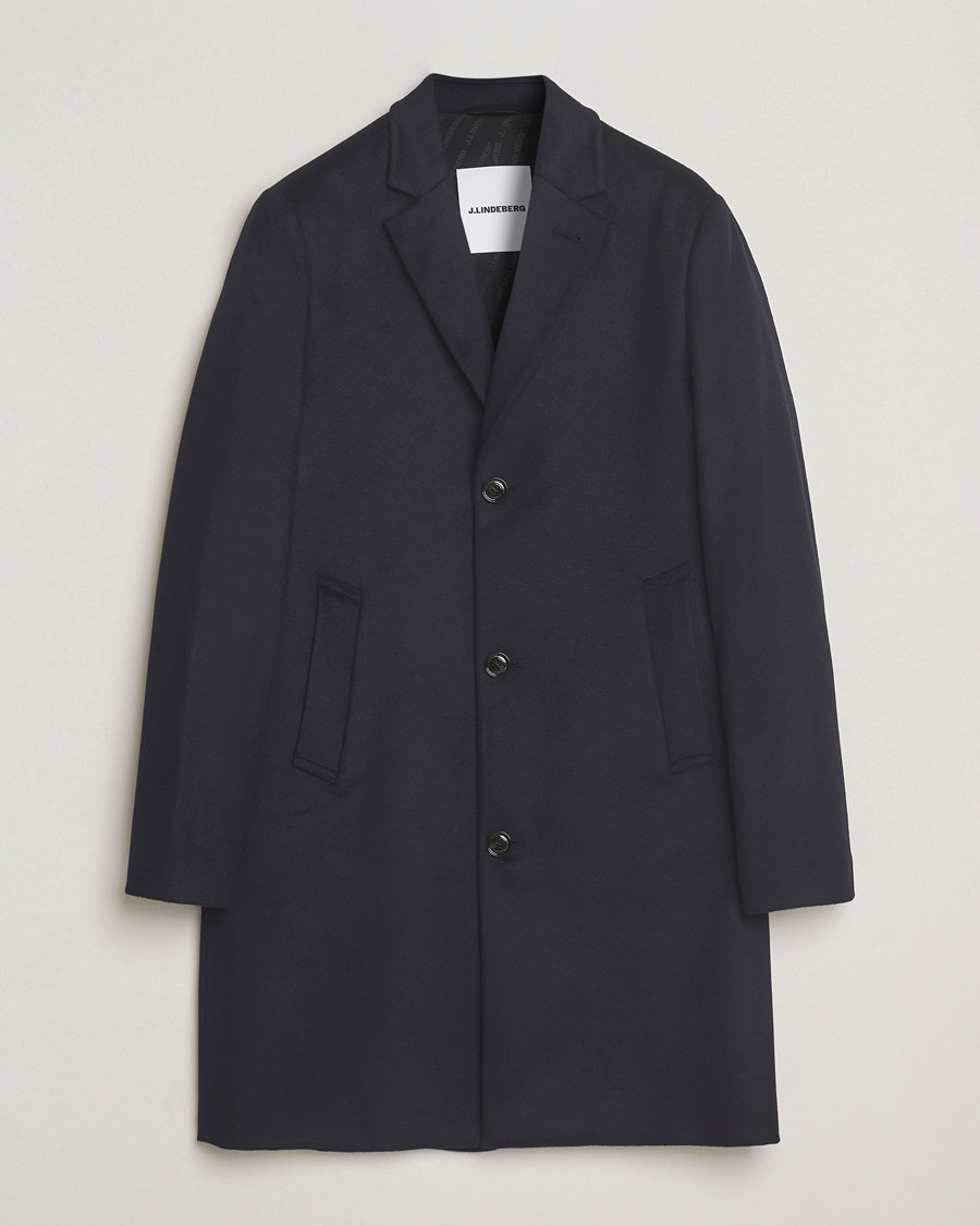 Heren | Jassen | J.Lindeberg | August Wool/Cashmere Melton Coat Navy