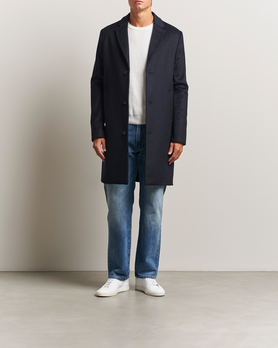 Heren | Jassen | J.Lindeberg | August Wool/Cashmere Melton Coat Navy