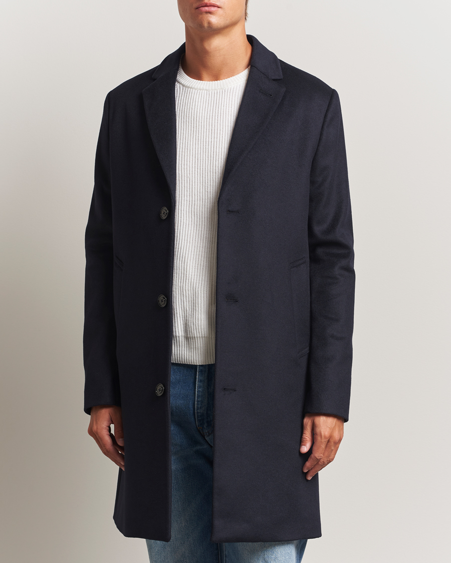 Heren | Jassen | J.Lindeberg | August Wool/Cashmere Melton Coat Navy