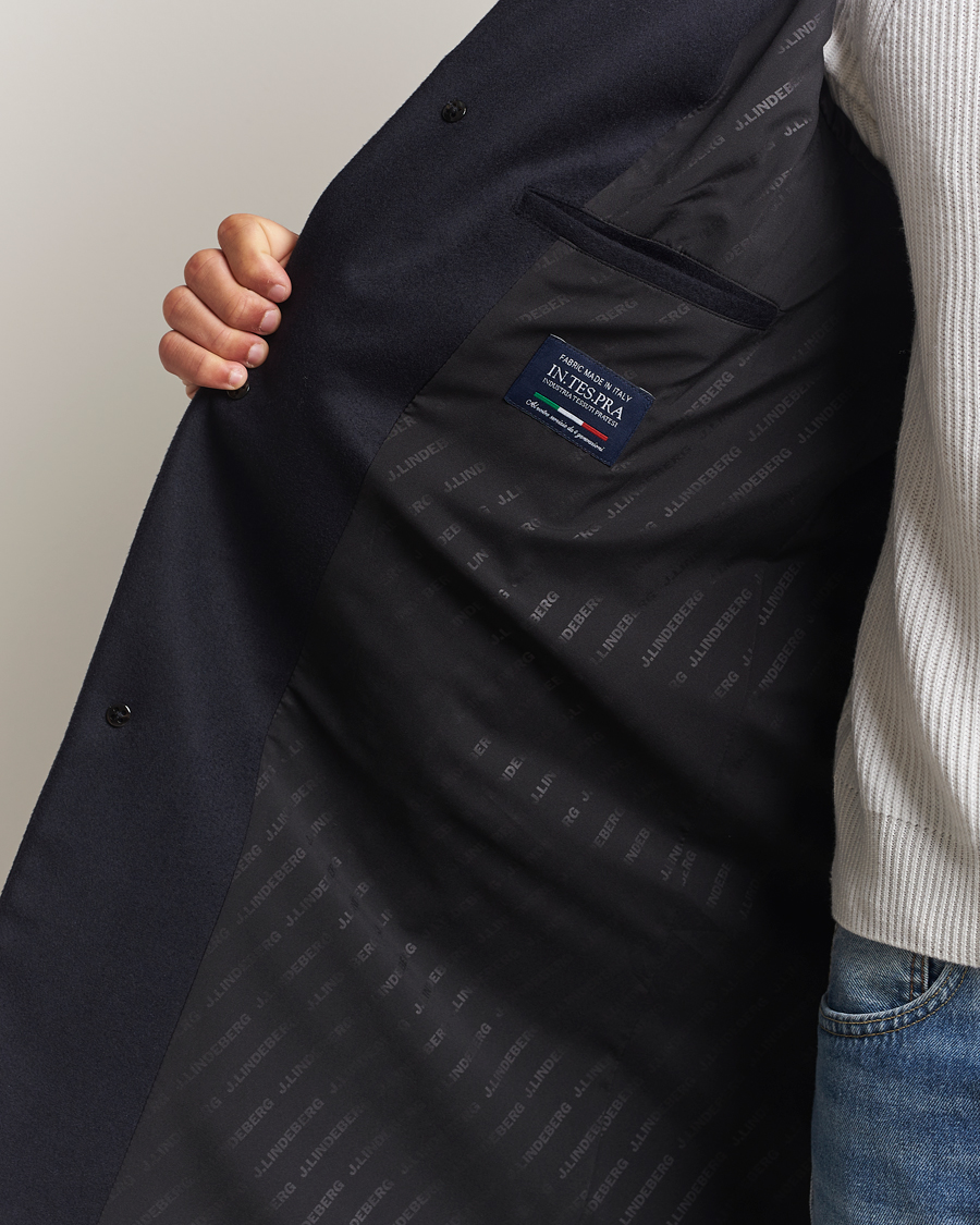 Heren | Jassen | J.Lindeberg | August Wool/Cashmere Melton Coat Navy