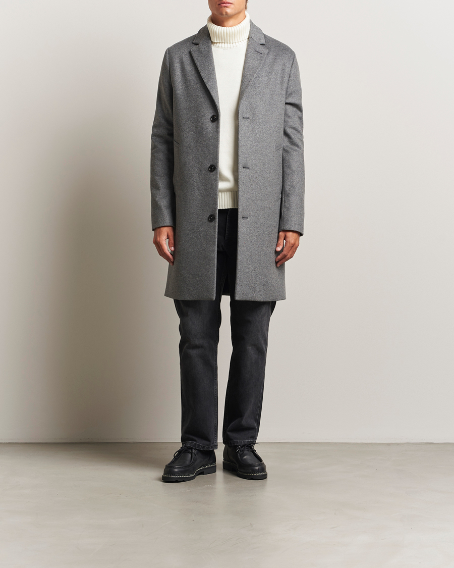Heren | Jassen | J.Lindeberg | August Wool/Cashmere Melton Coat Dark Grey Melange