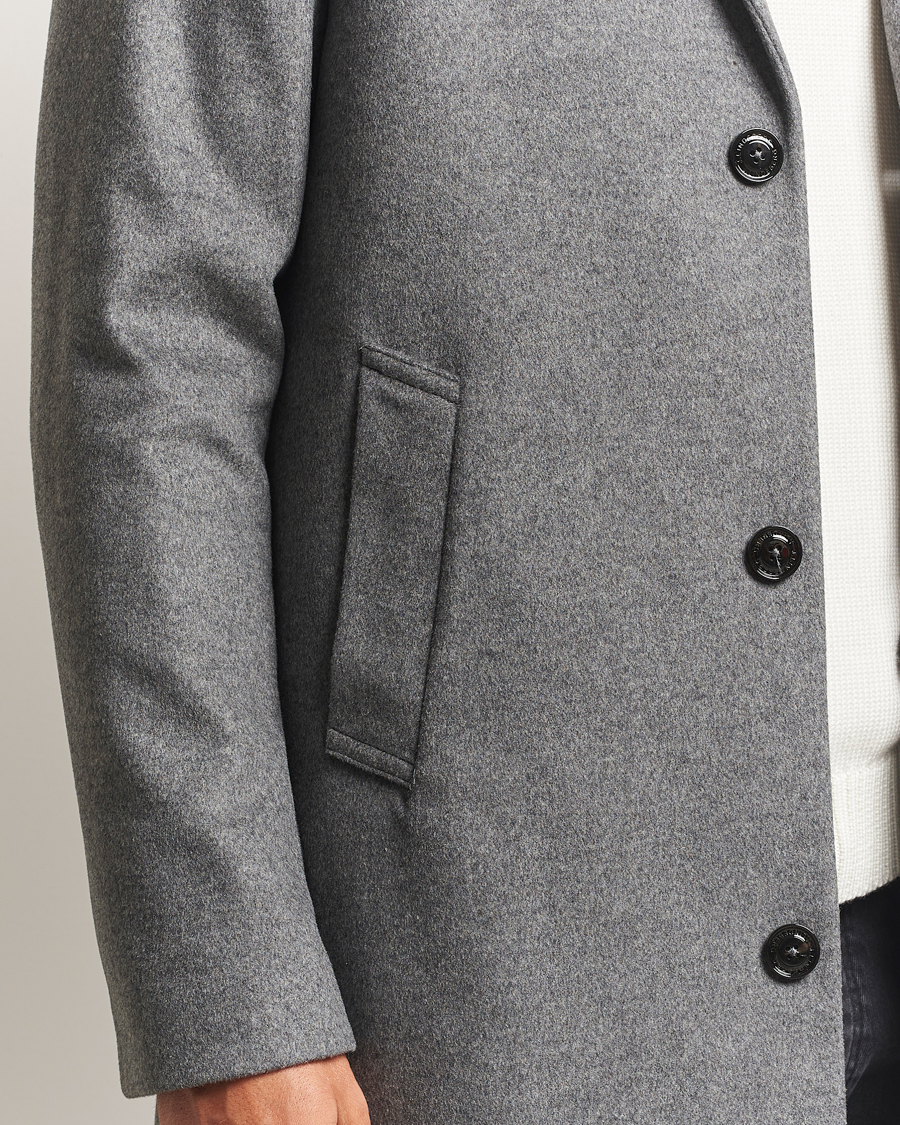 Heren | Jassen | J.Lindeberg | August Wool/Cashmere Melton Coat Dark Grey Melange