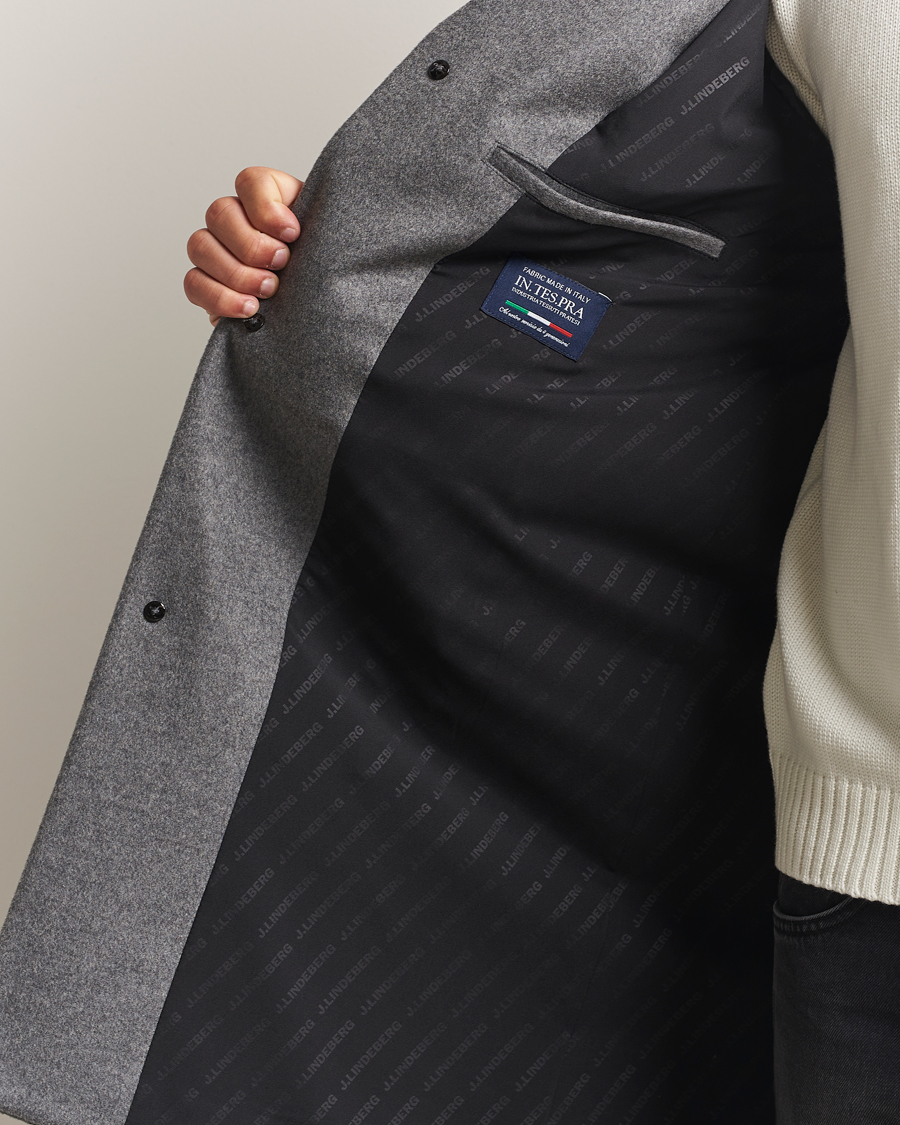 Heren | Jassen | J.Lindeberg | August Wool/Cashmere Melton Coat Dark Grey Melange