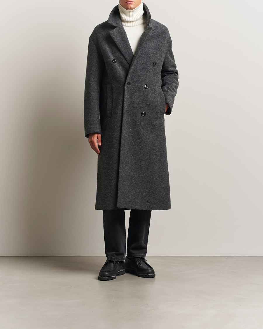 Heren | Jassen | J.Lindeberg | Willy Bonded Wool Coat Dark Grey Melange