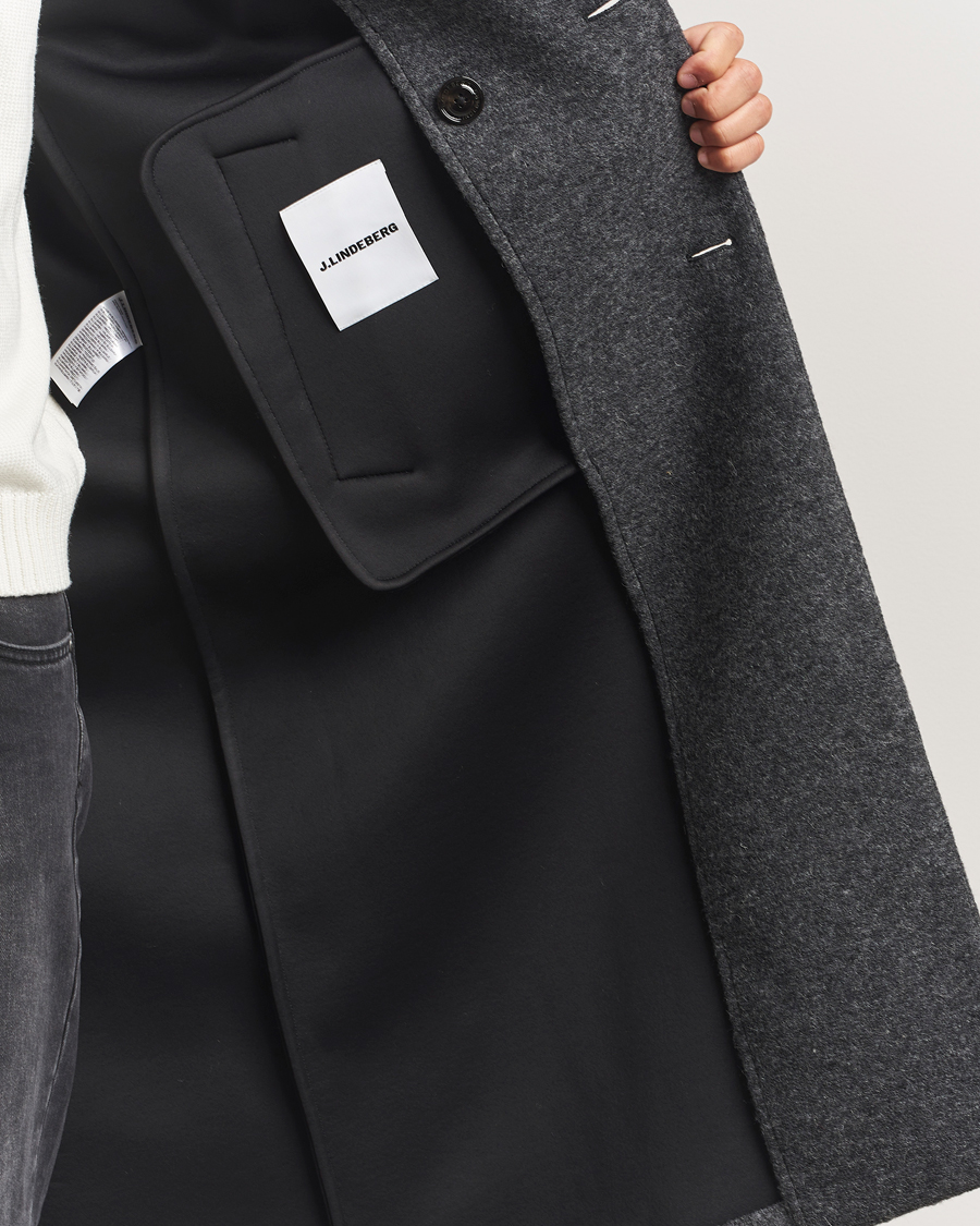 Heren | Jassen | J.Lindeberg | Willy Bonded Wool Coat Dark Grey Melange