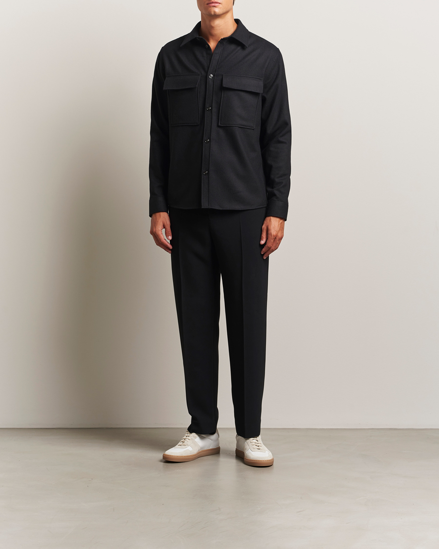 Heren | Overhemden | J.Lindeberg | Flat Wool Overshirt Black