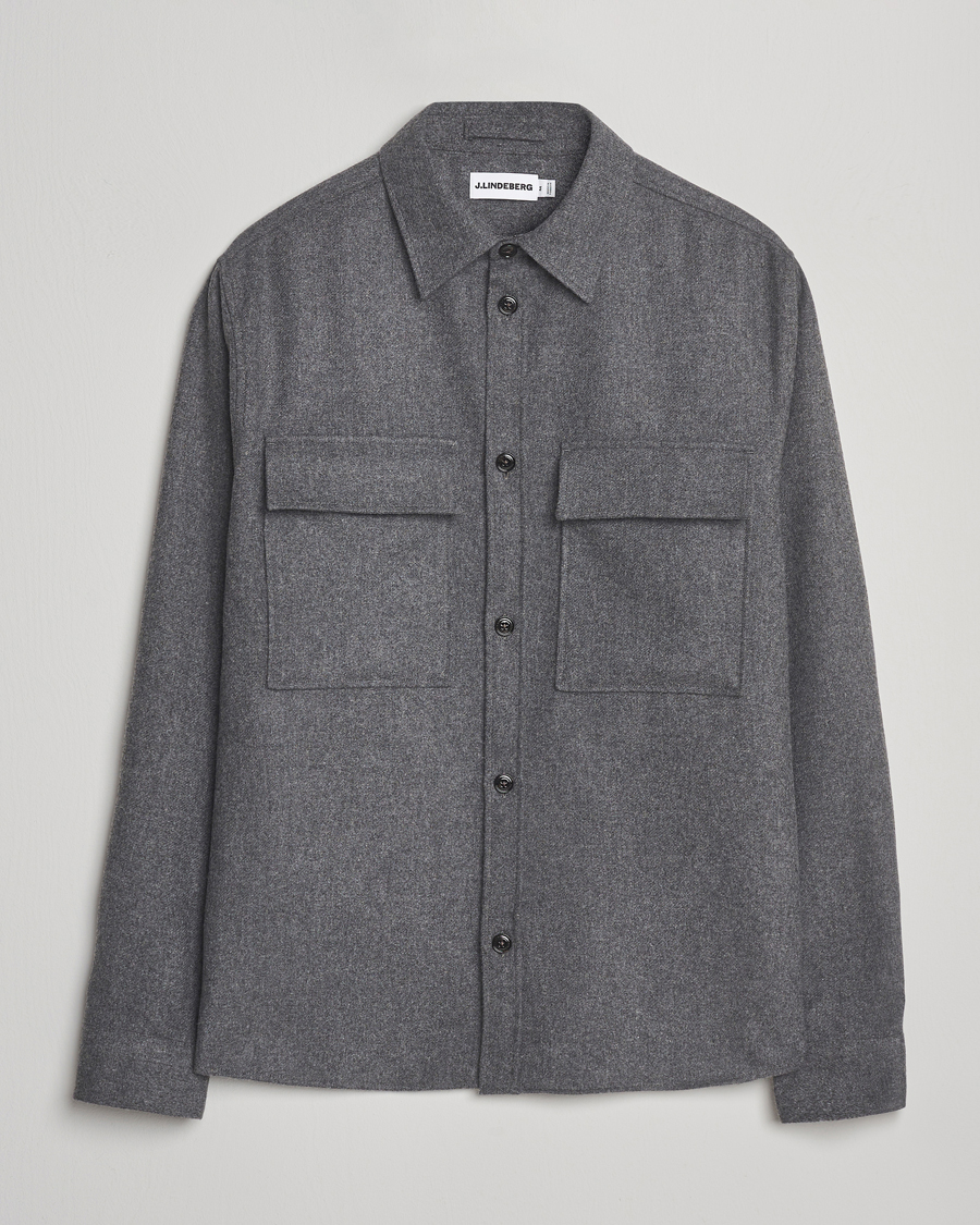 Heren | Overhemden | J.Lindeberg | Flat Wool Overshirt Dark Grey Melange