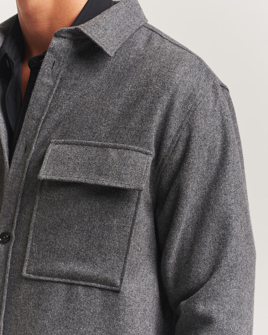 Heren | Overhemden | J.Lindeberg | Flat Wool Overshirt Dark Grey Melange