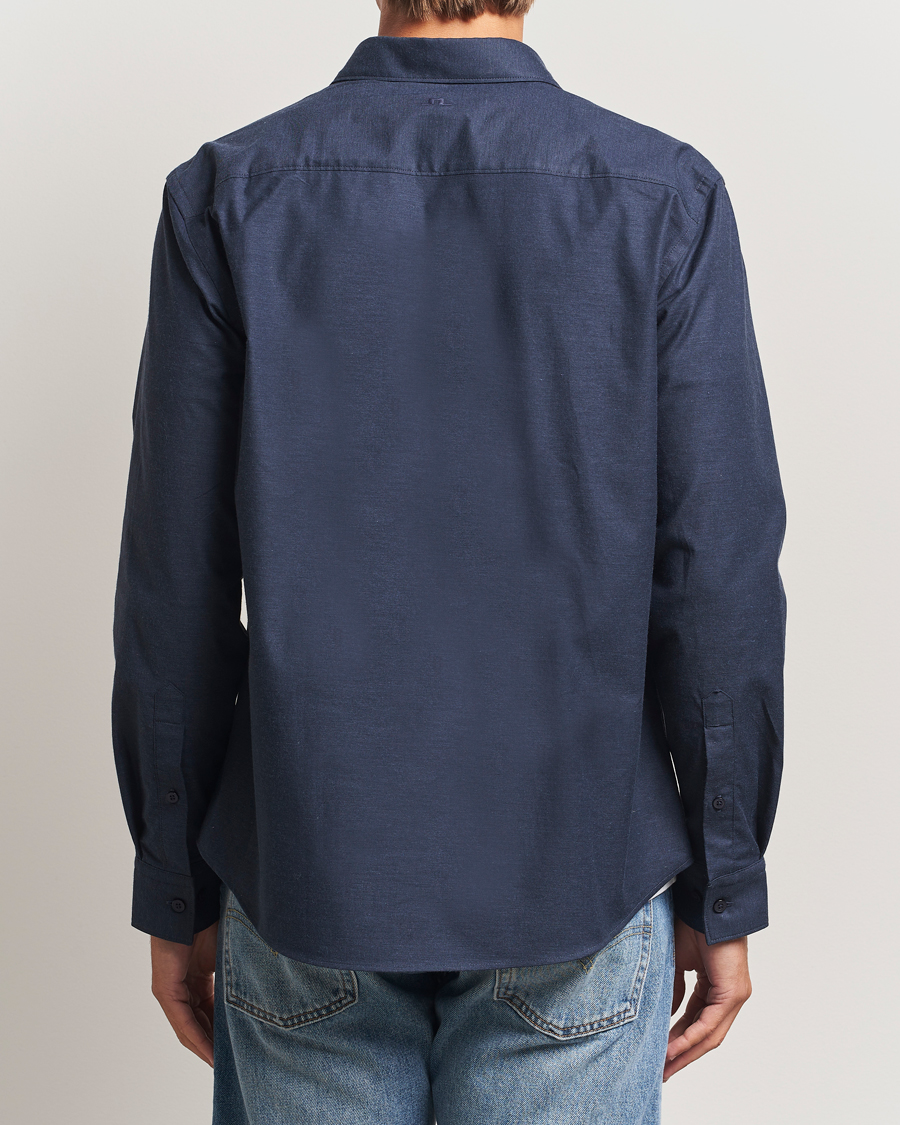Heren | Overhemden | J.Lindeberg | Slim Fit Light Flannel Shirt Navy