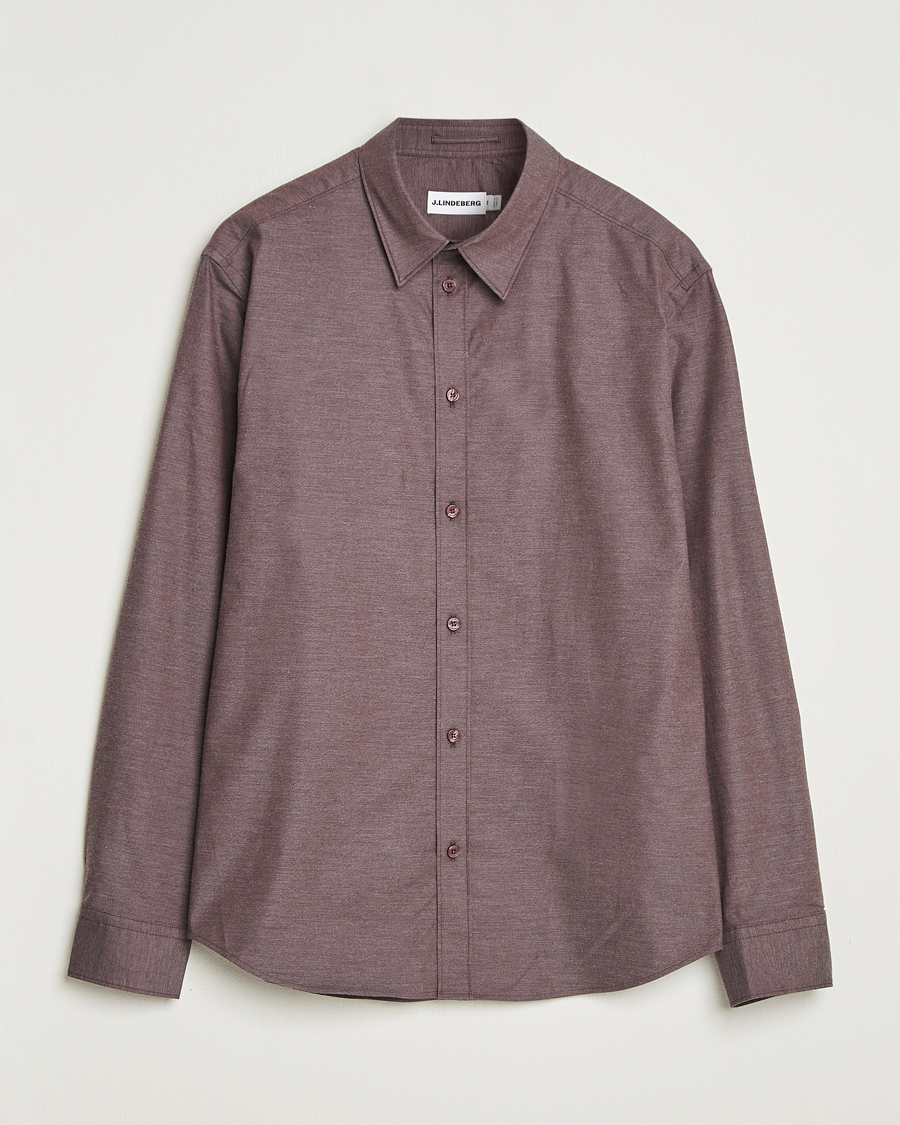 Heren | Overhemden | J.Lindeberg | Slim Fit Light Flannel Shirt Huckleberry