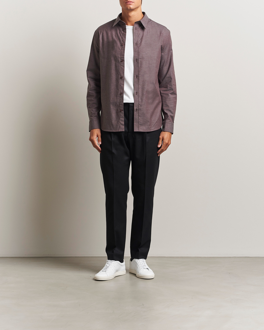 Heren | Overhemden | J.Lindeberg | Slim Fit Light Flannel Shirt Huckleberry