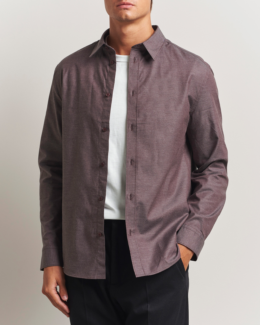 Heren | Overhemden | J.Lindeberg | Slim Fit Light Flannel Shirt Huckleberry