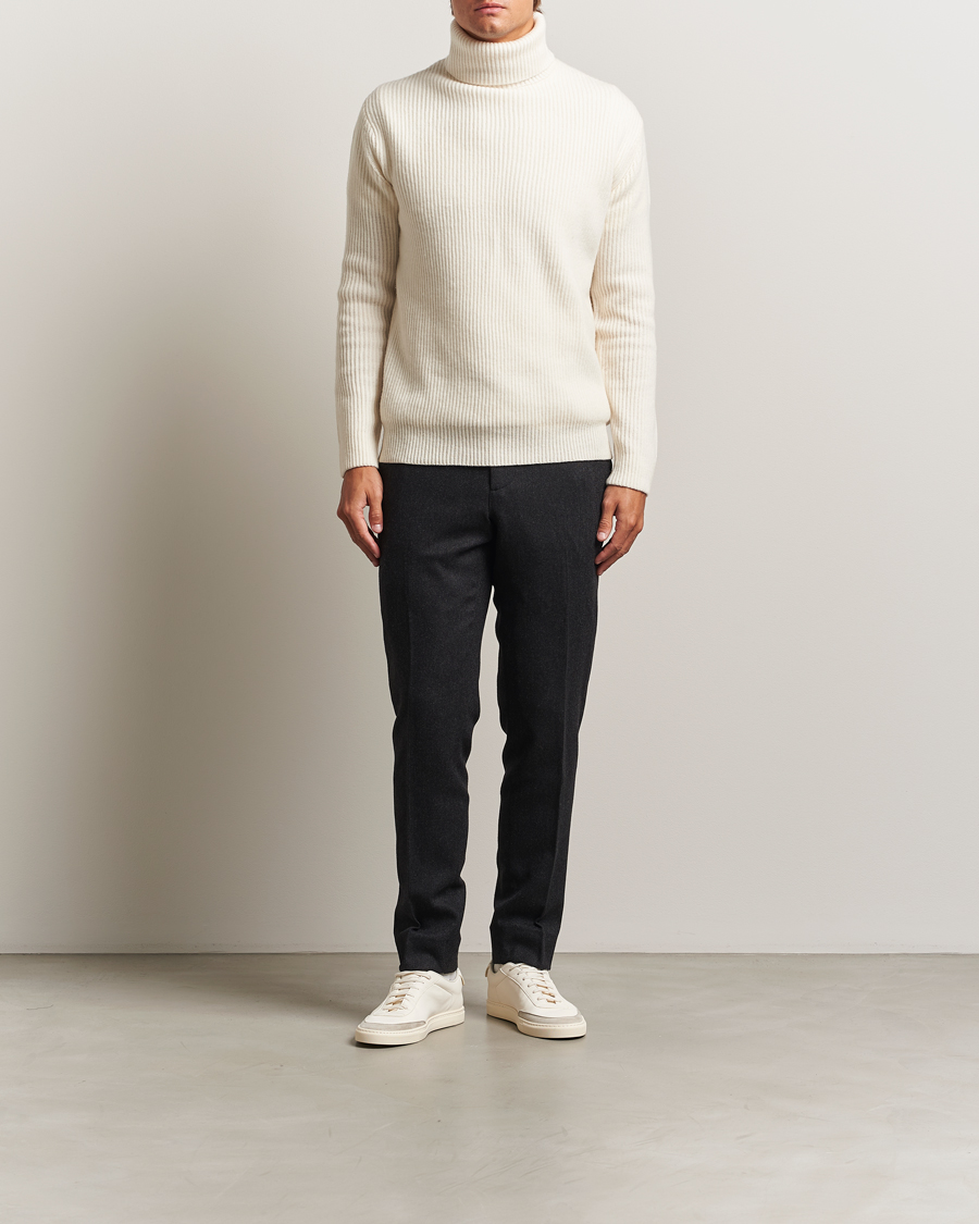 Heren | Broeken | J.Lindeberg | Soren Cash Stretch Flannel Trousers Dark Grey Melange