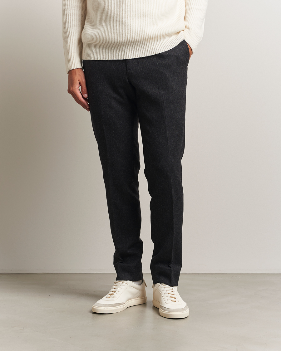 Heren | Broeken | J.Lindeberg | Soren Cash Stretch Flannel Trousers Dark Grey Melange