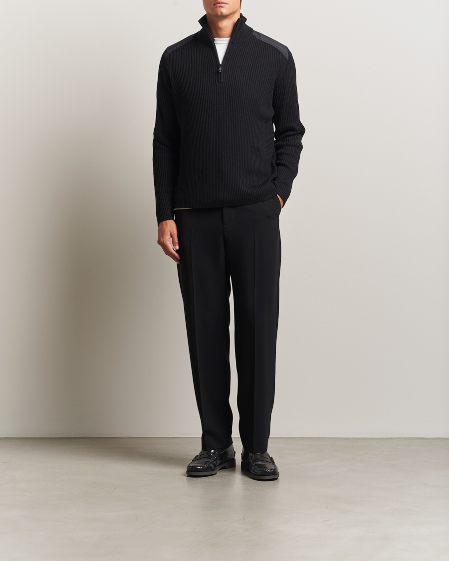 Heren | Truien | J.Lindeberg | Martin Knitted Hybrid Half Zip Black