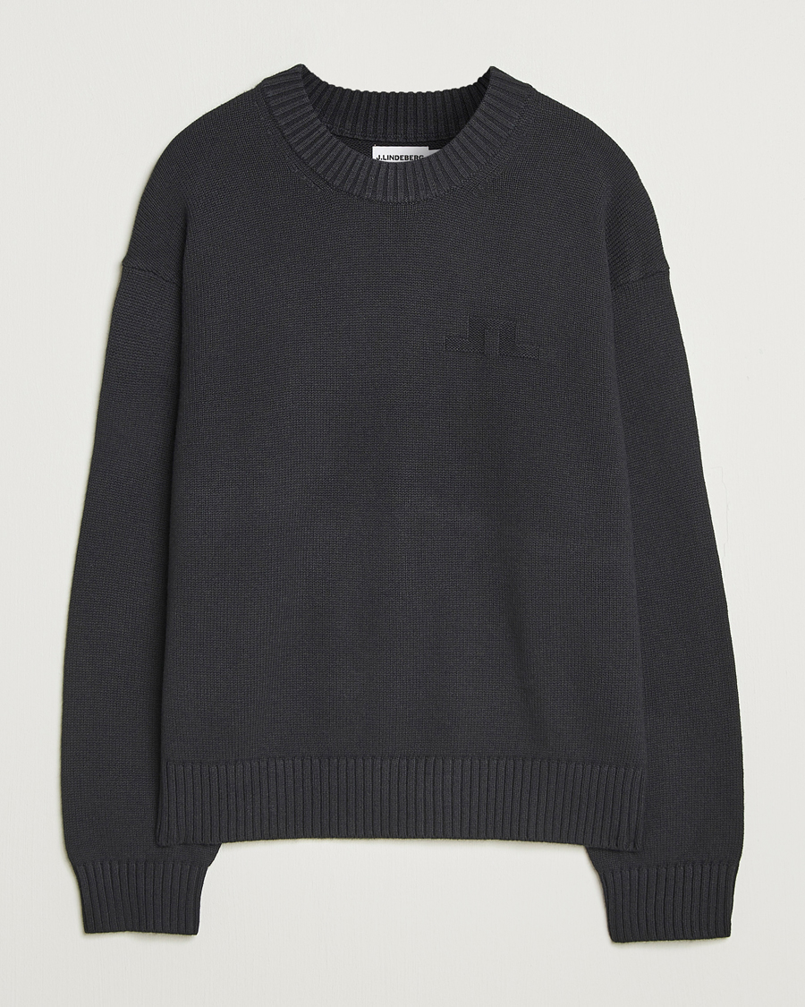 Heren | Truien | J.Lindeberg | Eddy Wool/Cotton Knitted Sweater Black