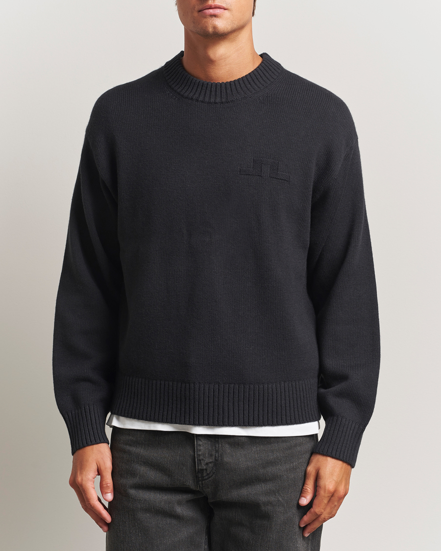 Heren | Truien | J.Lindeberg | Eddy Wool/Cotton Knitted Sweater Black