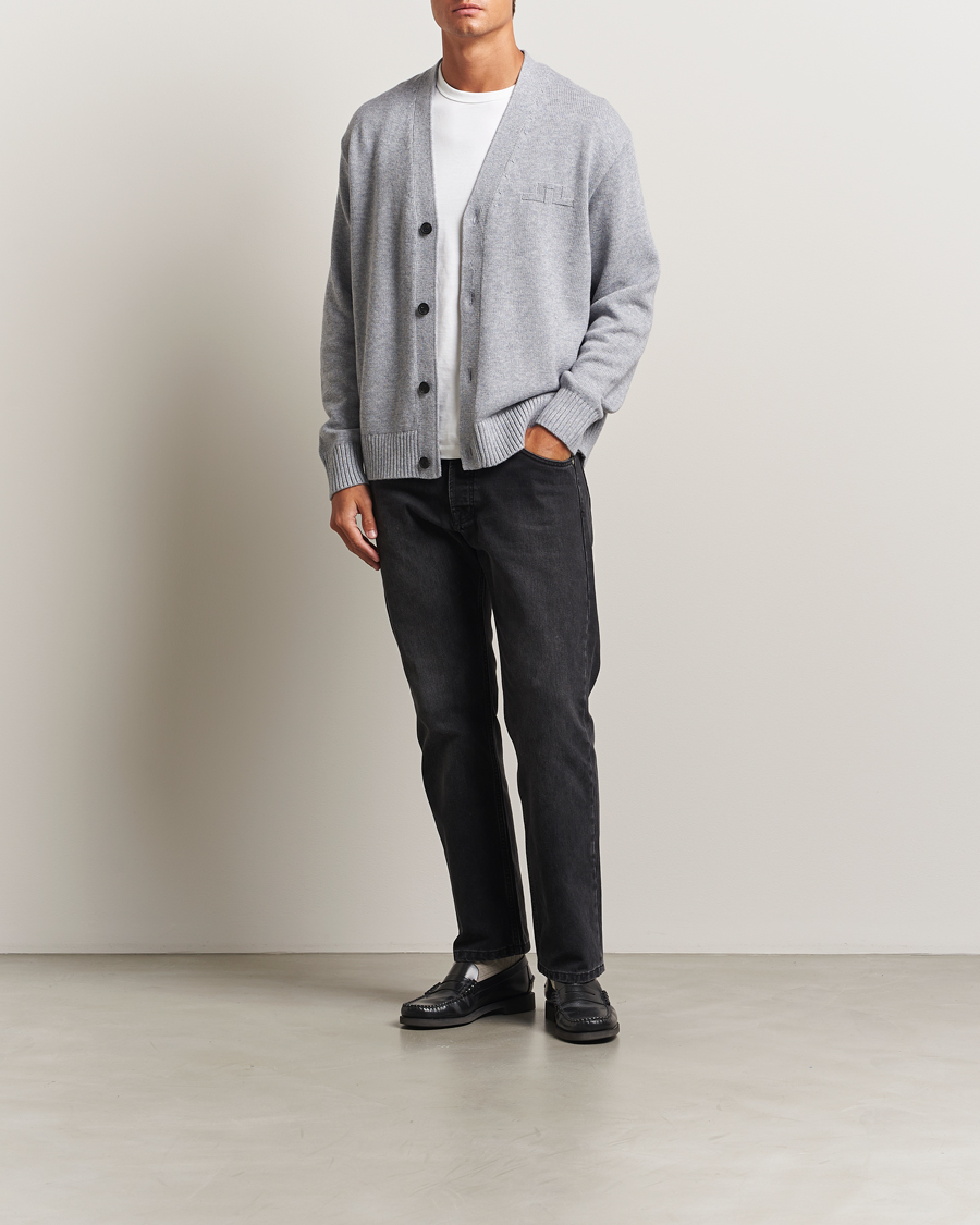 Heren | Truien | J.Lindeberg | Eddy Wool/Cotton Knitted Cardigan Light Grey Melange